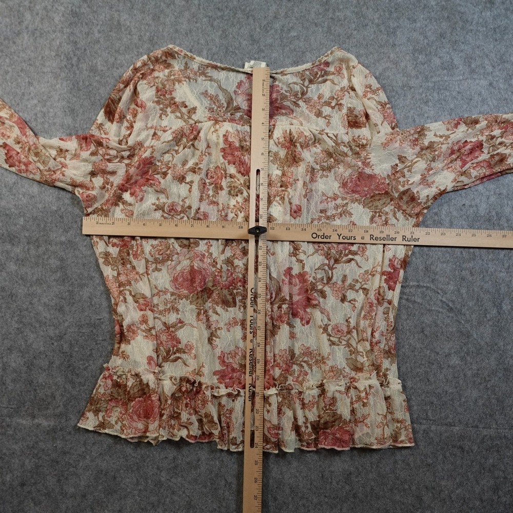 Ralph Lauren Top Womens Extra Large Blouse Lace Floral Sheer Coquette Western - Picture 5 of 8